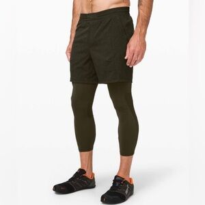 Lululemon Active Expert Short‎ Tight 6”- Dark Olive Medium hybrid shorts EUC